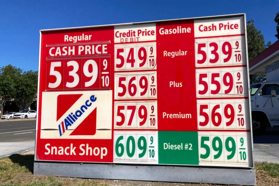 Gas station prices sign